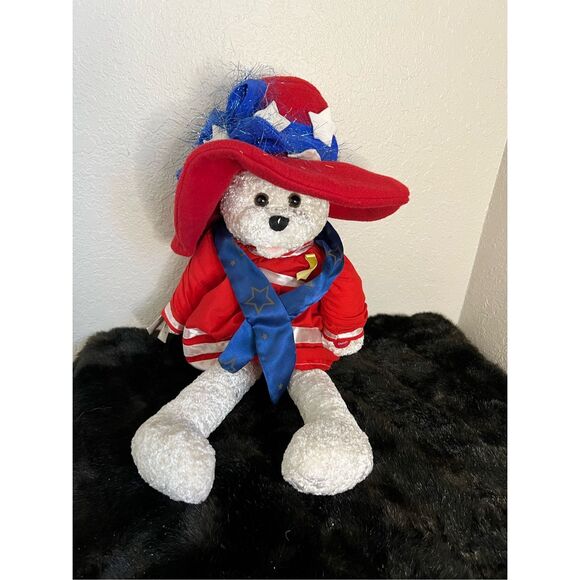 22" Animated CHANTILLY LANE "Betsy" PATRIOTIC BEAR Sings GOD BLESS AMERICA - Picture 1 of 5